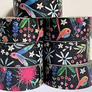 Fita Washi Floral Preta de Primavera 20 mm x 10 m Fita Artesanal Washi Scrapbooking Fita Decorativa Fita Planejadora Fita de Diário de Planejamento Presente