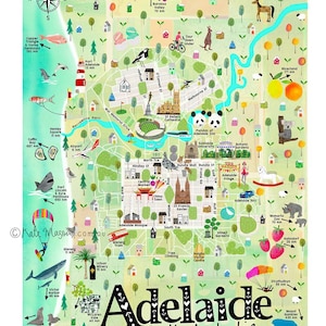 Mapa de la ciudad de Adelaida, Australia del Sur, impresión, arte de pared, regalo, decoración, ciudad capital australiana, Adelaida