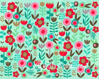 Sweet Scandi Flowers POSTCARD Snail Mail Floral Design Feel Good Gift Pattern Post Stationery