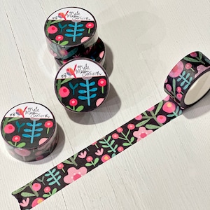 Scandi Floral Black Floral WASHI TAPE 20mm x 10m Craft Tape Washi Scrapbooking Washi Decorative Tape Planner Planning Journaling Tape Gift