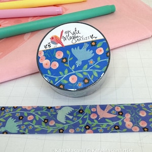 Bird Vine Blue WASHI TAPE 20mm x 10m Craft Tape Washi Scrapbooking Washi Decorative Tape Planner Tape Planning Journaling Tape Gift Tape