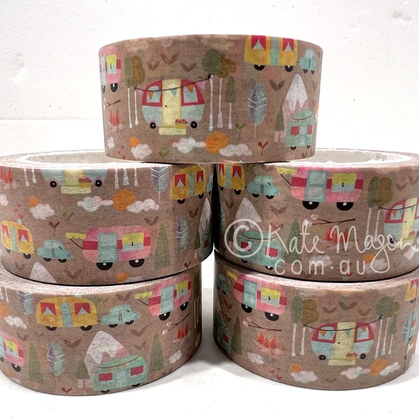 Caravans WASHI TAPE 20mm x 10m Craft Tape Washi Scrapbooking Washi Decorative Tape Planner Tape Planning Journaling Tape Gift Tape