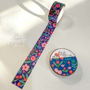 Scandi Floral Blue WASHI TAPE 20mm x 10m Craft Tape Washi Scrapbooking Washi Decorative Planner Tape Planning Junk Journaling Gift Tape