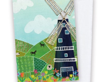 Windmill Rolling Hills GREETING CARD