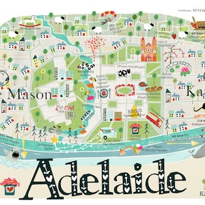 Adelaide Map POSTCARD South Australia Snail Mail Post Adelaide City Gift