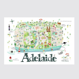 Adelaide Map POSTCARD South Australia Snail Mail Post Adelaide City Gift