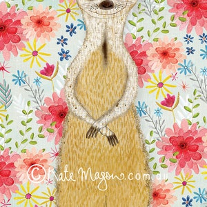 Meerkat Floral POSTCARD Snail Mail Animal Post Gift Flowers Stationery