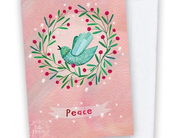 Peace Bird Wreath GREETING CARD