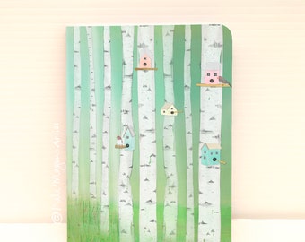 Birch Trees Finches NOTEBOOK  105x140mm