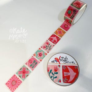 Folk Patchwork Floral Mint WASHI TAPE 20mm x 10m Craft Tape Washi Scrapbooking Washi Decorative Tape Planner Tape Planning Journaling Gift
