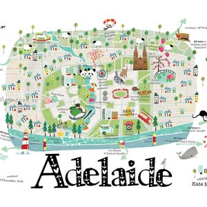 Mapa de la ciudad de Adelaida, Australia del Sur, PAÑO DE COCINA, Capital australiana, Adelaida, Impresión artística, Regalo, Decoración