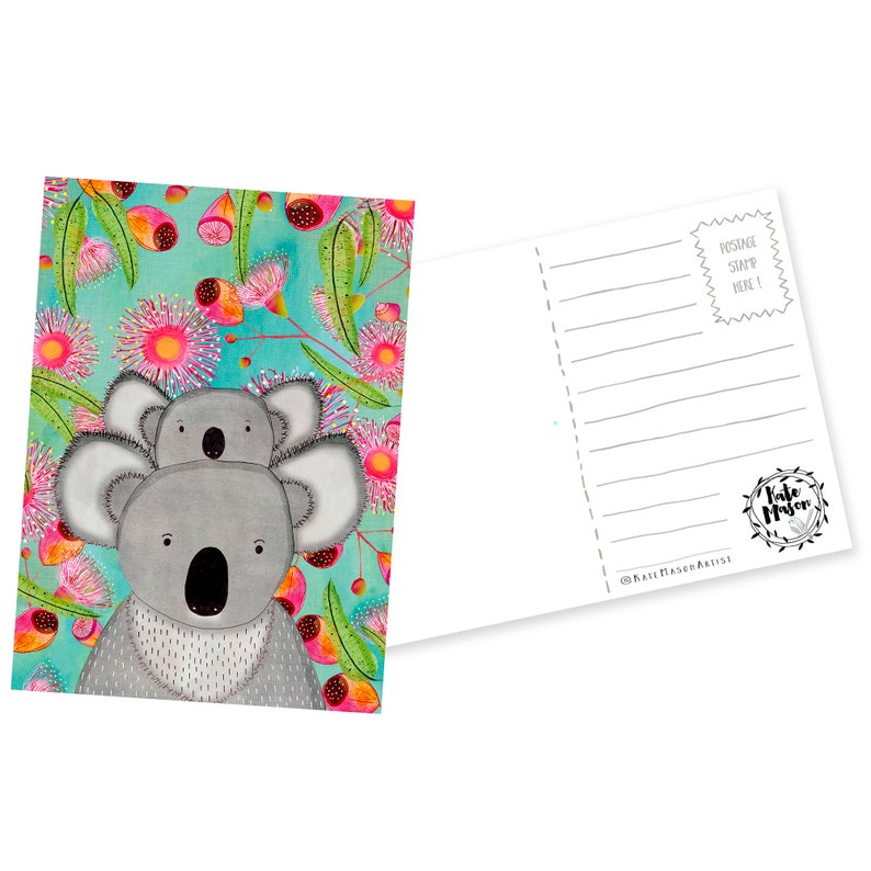 Koala POSTCARD Australian Fauna Australian Animal Koala Mother Baby Australia Mail Post Snail Mail image 2