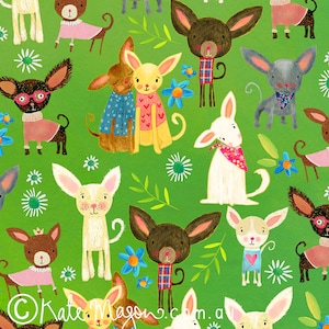 Tiny Dog POSTCARD Little Dog Lover Dog Mum Chihuahua Mom Dog Pattern Snail Mail Animal Post Gift Stationery image 1