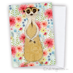 Meercat Fancy Floral GREETING CARD