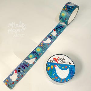 Chickens Flowers WASHI TAPE 20mm x 10m Craft Tape Washi Scrapbooking Washi Decorative Tape Planner Tape Planning Junk Journaling Gift Tape