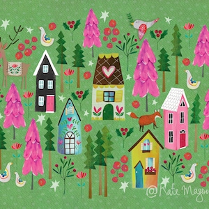 CARTÃO POSTAL da Aldeia de Natal Pequena Casa Nova Casa Snail Mail Casa Doce Lar Bonito Casa Pequena Vila Post