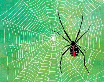 Redback Spider POSTCARD Snail Mail Arachnid Post Australian Spider Web Stationery