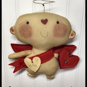 Lil Cupid EPATTERN - primitive valentine angel boy cloth doll craft digital download sewing crafting pattern - PDF - 1.99