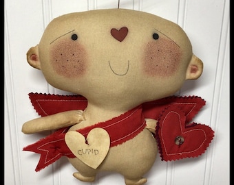 Lil Cupid EPATTERN - primitive valentine angel boy cloth doll craft digital download sewing crafting pattern - PDF - 1.99