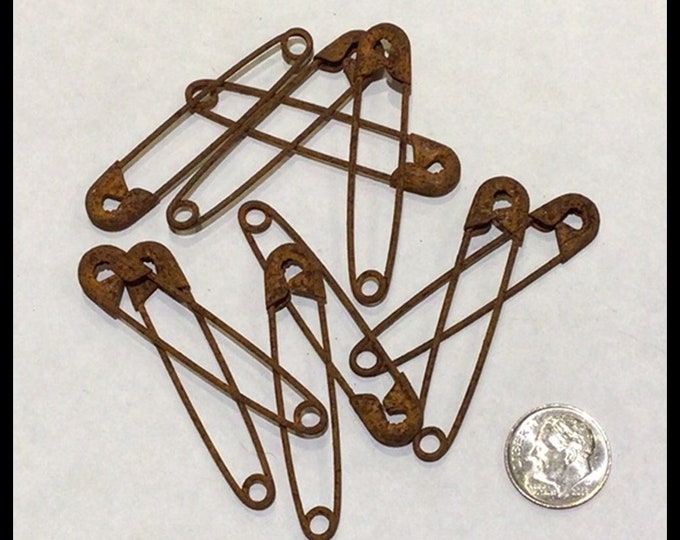 RUSTY SAFETY Pins...large...package of 10...2...primitive Craft ...