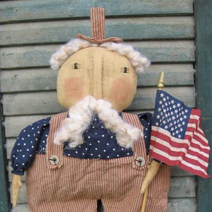Uncle Sam EPATTERN- primitive country americana cloth doll craft digital download sewing pattern-PDF - 1.99