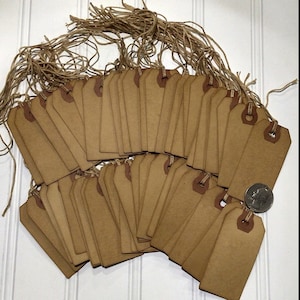 PRIMITIVE HANG TAGS...Set of 50...coffee stained tags ready to stamp...primitive craft supplies...Chestnut Junction