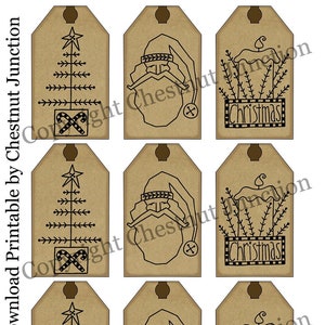 Holiday Classics PRINTABLE...Instant Download primitive Christmas Hang Tag...Crafts, Scrapbook, Journal...JPG File...1.99..Chestnut Junction