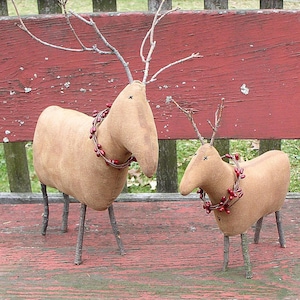 Primitive Reindeer EPATTERN - primitive country christmas cloth doll ornament craft digital download sewing pattern - PDF - 1.99