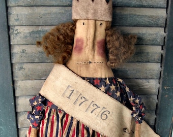 Miss Libby EPATTERN...primitive americana usa country cloth doll craft digital download sewing pattern...PDF...1.99
