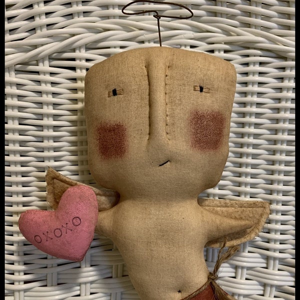 Cupid OXOXO EPATTERN...primitive valentine angel boy doll...digital download sewing crafting pattern - PDF - 1.99