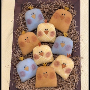 SPRING CHICKS ePATTERN - primitive easter spring baby chicken / duck craft - digital download sewing pattern - PDF - 1.99