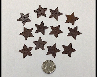 RUSTY STARS...Package of 12...3/4"...primitive craft supplies...Chestnut Junction