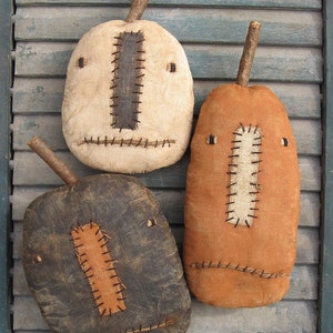 Three Jacks EPATTERN...primitive country halloween pumpkin cloth doll craft ornament digital download sewing pattern...PDF...1.99