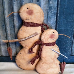 Sideways Snowman EPATTERN-primitive country winter christmas holiday cloth doll craft digital download sewing pattern-PDF-1.99