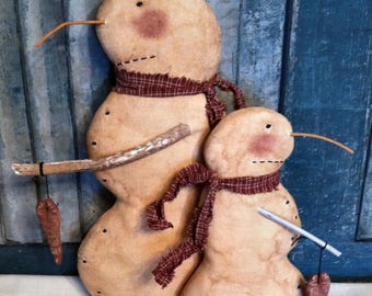 Sideways Snowman EPATTERN-primitive country winter christmas holiday cloth doll craft digital download sewing pattern-PDF-1.99
