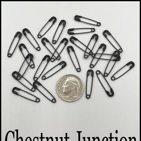 BLACK SAFETY PINS...Package of 25...3/4"...primitive craft supplies...Chestnut Junction