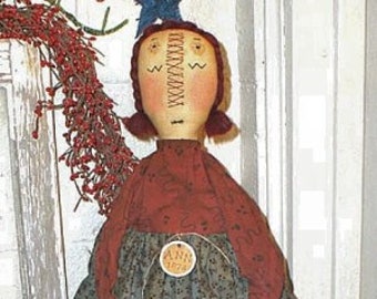 1874 Anne EPATTERN...primitive country cloth doll craft digital download sewing pattern...PDF...1.99