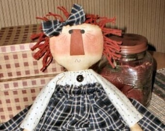 Miss Raggy EPATTERN... primitive country raggedy cloth doll Digital Download sewing craft PATTERN...PDF... 1.99