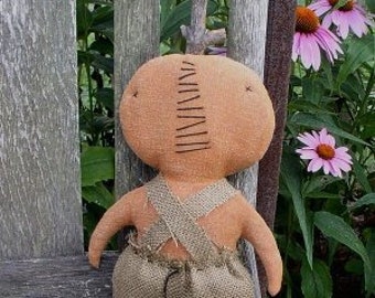 Lil Pumpkin Man EPATTERN - primitive halloween cloth doll craft ornament digital download sewing pattern - PDF - 1.99