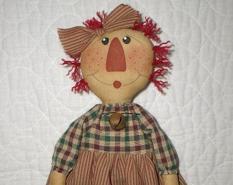 Annie w/ Stocking EPATTERN - primitive country christmas raggedy cloth doll craft digital download sewing pattern - PDF - 1.99