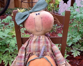 Autumn EPATTERN - primitive country fall halloween pumpkin cloth doll craft digital download sewing pattern - PDF - 1.99