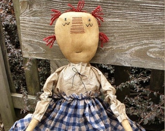 Megann EPATTERN...primitive country cloth doll craft digital download sewing pattern...PDF...1.99