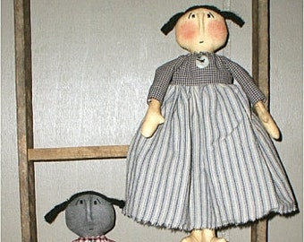 Two Of A Kind EPATTERN - primitive country cloth doll craft digital download sewing pattern PDF - 1.99