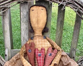 Maddie Hartman EPATTERN - primitive country cloth doll craft digital download sewing PATTERN PDF - 1.99