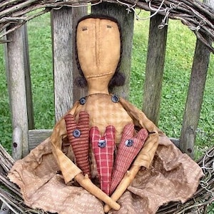 Maddie Hartman EPATTERN - primitive country cloth doll craft digital download sewing PATTERN PDF - 1.99