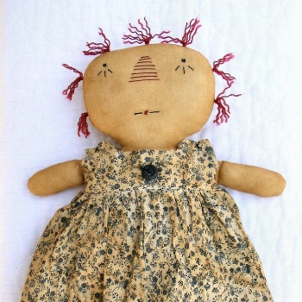 My Lil Raggy EPATTERN...primitive country raggedy craft cloth doll digital download sewing pattern...PDF...1.99