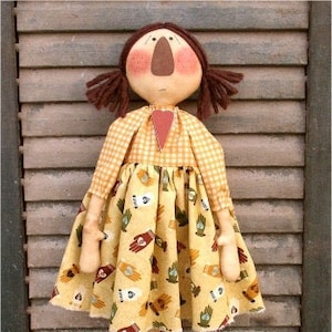 Frannie Hart EPATTERN - primitive country cloth doll craft digital dowload sewing pattern - PDF - 1.99