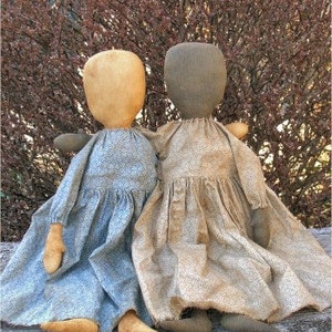 Simple Gals EPATTERN - primitive country cloth doll craft digital download sewing pattern PDF - 1.99