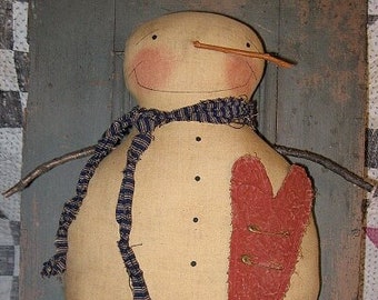 Sherman Snowman EPATTERN-primitive christmas winter holiday cloth doll craft digital download sewing pattern-PDF-1.99