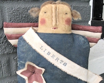 Liberty Angel EPATTERN...primitive usa americana cloth doll country craft digital download sewing pattern...PDF...1.99